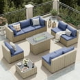 thumbnail image 2 of UDPATIO 9 Pieces Outdoor Patio Furniture Set with 44" Fire Pit Table, Outdoor Wicker Patio Conversation Set with Cushions for Backyard, Porch, Garden(Navy Blue), 2 of 7
