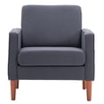 thumbnail image 5 of Accent Arm Chair, Modern Linen Upholstered Accent Sofa with Arms and Curved High Back Comfy Armchair with Solid Wood Leg Single Sofa Chair Accent Chair for Living Room, Dark Grey, 5 of 7