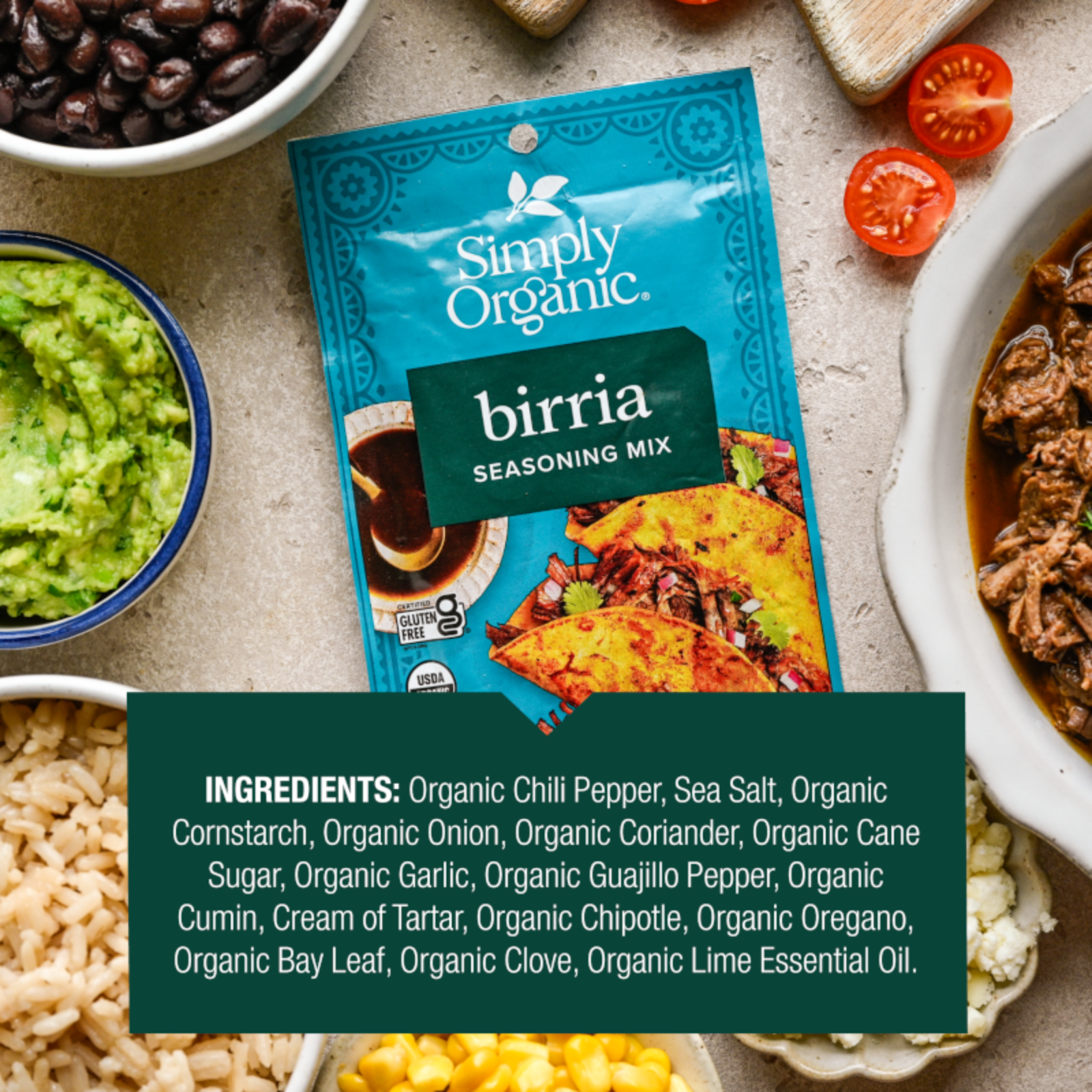 Simply Organic Birria Taco Seasoning Mix, 0.95 oz Packet