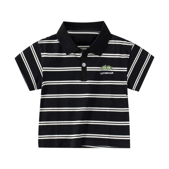Ahuyic Summer Toddler Solid Color T-Shirt,Kids Casual Top,Summer New Children's Boys' And Girls' Embroidered Striped Short Sleeve Button Casual Shirt Trendy Casual Top T-shirt