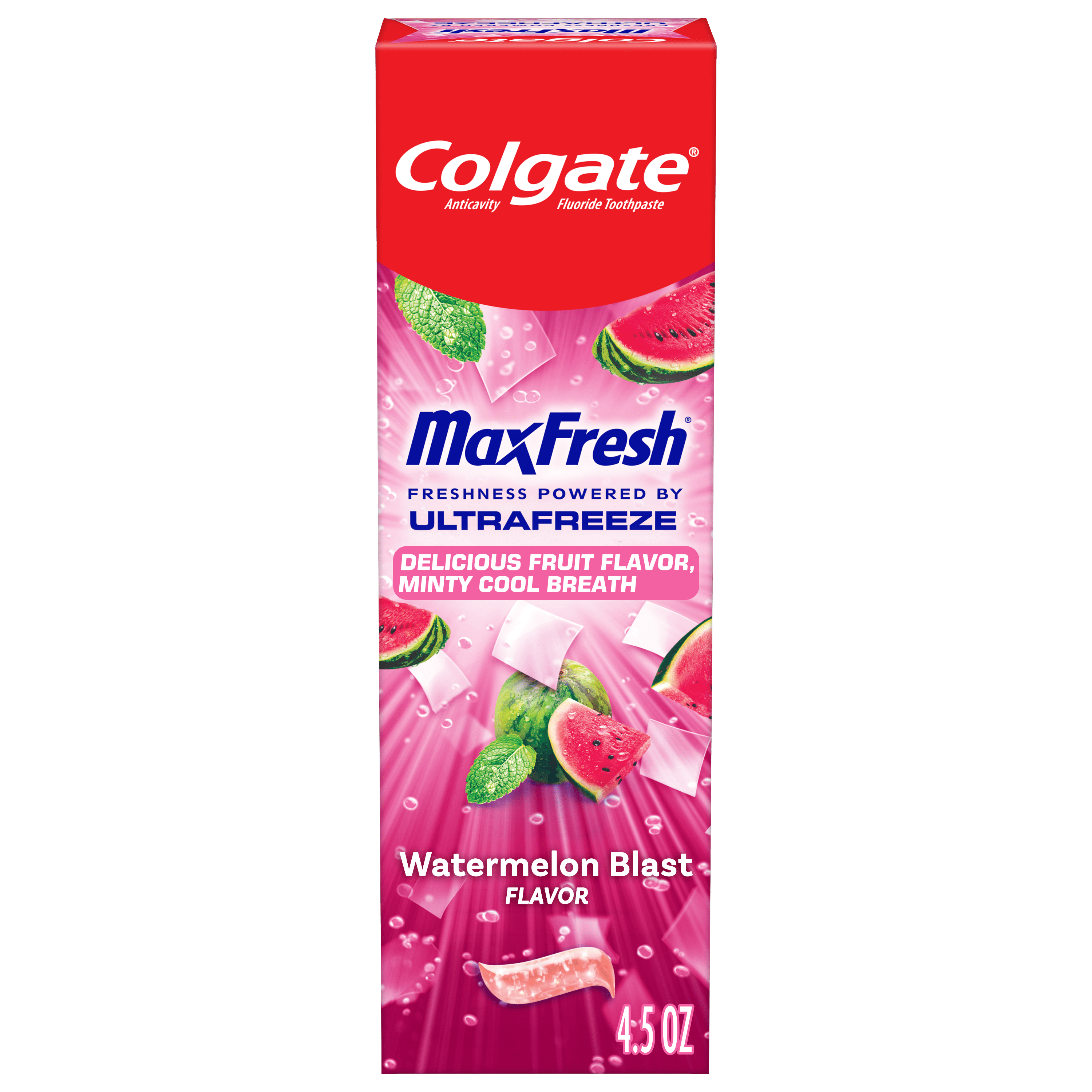 (2 pack) Colgate Max Fresh Anticavity Fluoride Toothpaste, Watermelon Blast with Mint, 4.5 oz.