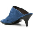 thumbnail image 3 of YDN Women Sexy Kitten Low Heel Mules Pumps Pointed Closed Toe Loafers Backless Slip On Sandals Suede Comfort Shoes Size 7 Blue, 3 of 4