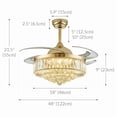 thumbnail image 3 of HOOMEDELIER 48" Crystal Ceiling Fan with Light Remote Control,Retractable 4 Blades Fandelier 3 Light Color LED Chandelier for Indoor, 3 of 11