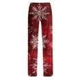 thumbnail image 5 of Women's Fashion Loose Christmas Print Casual Pants with Drawstring Elastic Waist, Comfortable Sleepwear and Loungewear Trousers for Home,Wine,L, 5 of 6