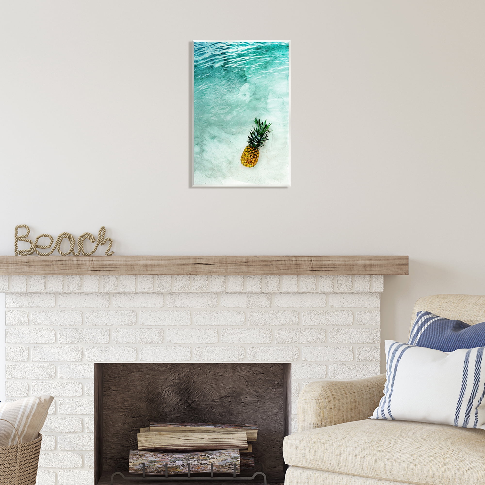 Stupell Industries Pineapple on Beach Ripples Nature Photography Unframed Art Print Wall Art, 13 x 19