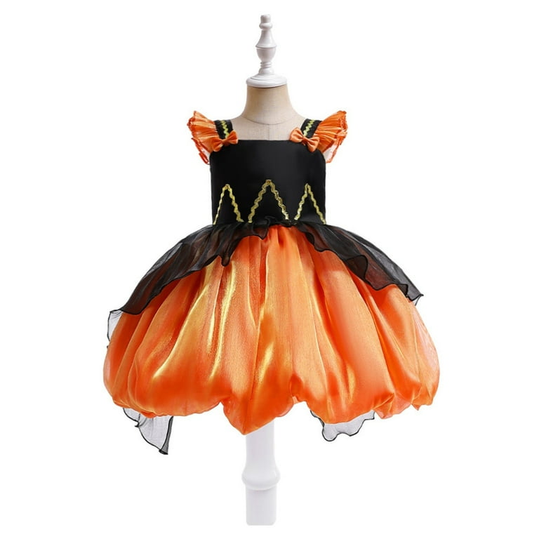 Mercatoo Girls Halloween ostume uffle Fly Sleeve Pumpkin Pageant Prty Dresses Gown Kids Toddler Girls Dress Up ostume, Girl's, Size: 3-4 Years, Beige