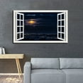 thumbnail image 2 of Window View of Moon Clouds Night City View Canvs Art Fake Open Window Wall Art Moon Clouds Night City View Framed Painting For Livingroom Office Bedroom Ready to Hang, 2 of 6