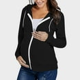 thumbnail image 2 of Riecok Maternity Zip up Hoodie Long Sleeve Drawstring Sweatshirts Solid Pregnant Nursing Tops Casual Loose Clothes, 2 of 8