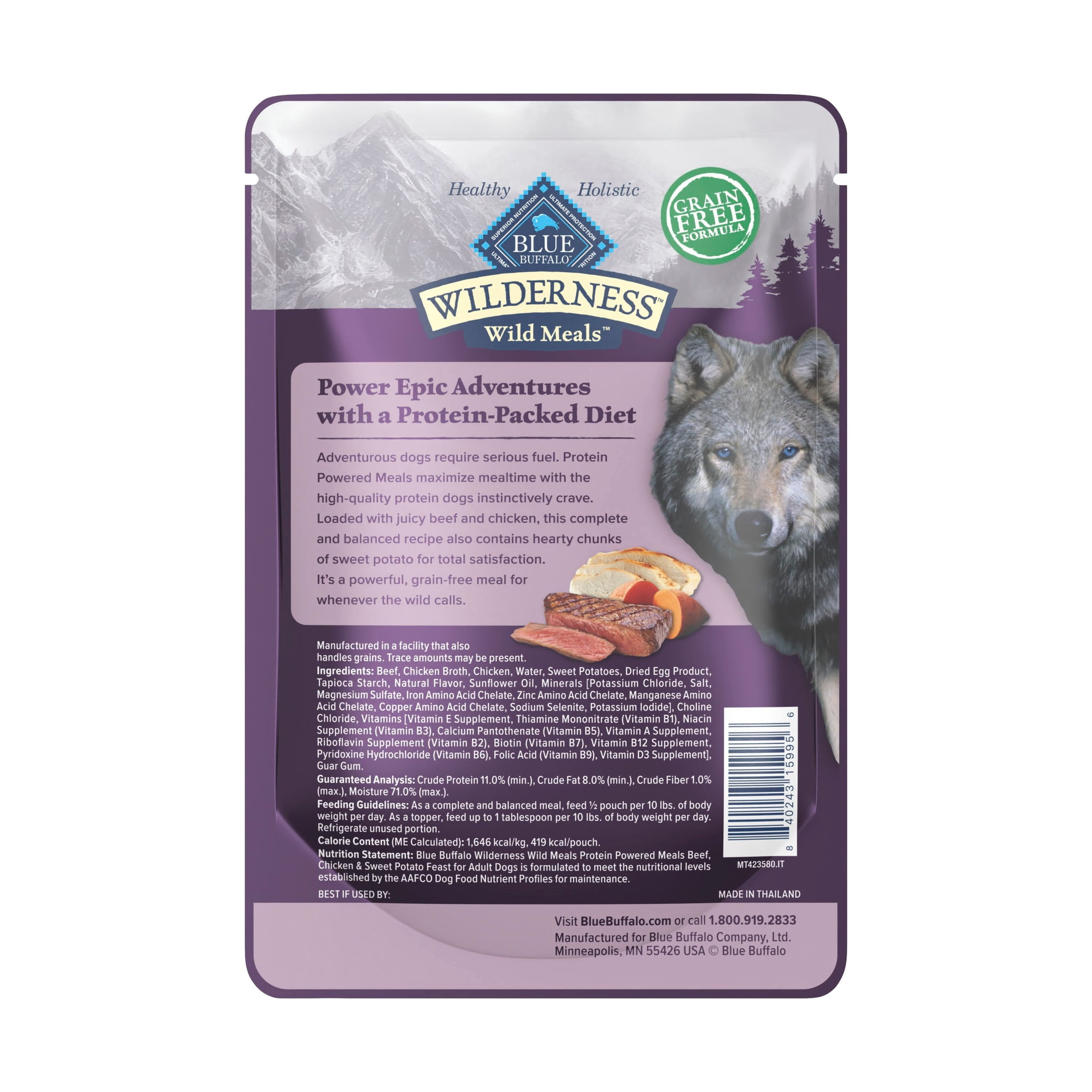 Blue Buffalo Wilderness Wild Meals High-Protein Adult Wet Dog Food, Beef, 9 oz.