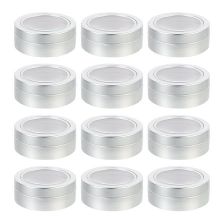 Worgeous  12 Pcs Beeswax Aluminum Can Balm Food Containers with Lids Cream Jars Silver
