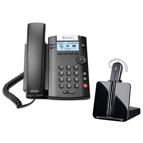 VVX 201 Corded VoIP Phone w/ Plantronics CS540 Cordless Headset