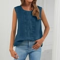 thumbnail image 2 of Tank Tops For Women Fashionable Casual Solid Color Pleated Cotton And Linen Top Sleeveless Shirt And Vest Camisole Tops For Women, 2 of 7