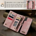 thumbnail image 5 of For iPhone X, iPhone XS Wallet Case,Multi-Functional Retro Leather Purse Flip Cover Zipper Wallet Case with Removable Card Slots Pocket & Detachable Wrist Strap Magnetic Phone Case, Pink, 5 of 9