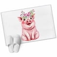 thumbnail image 2 of 2x3 Washable Entryway Rug, Farm Pink Pig Non-Slip Area Rug for Front Door Kitchen Bathroom, Cute Animals Wearing Garlands Simple Art Indoor Floor Mat for Home Decor, 2 of 9