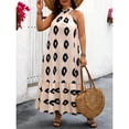 thumbnail image 3 of AURA Women Long Dress Halter Neck Sleeveless Casual Summer Dress Khaki Plus Size L–4XL, 3 of 5