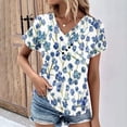 thumbnail image 2 of Tops de Algodón para Mujeres Cuello en V Moda Casual Manga Corta Primavera Verano Top para el Hogar Y Diario, 2 of 6