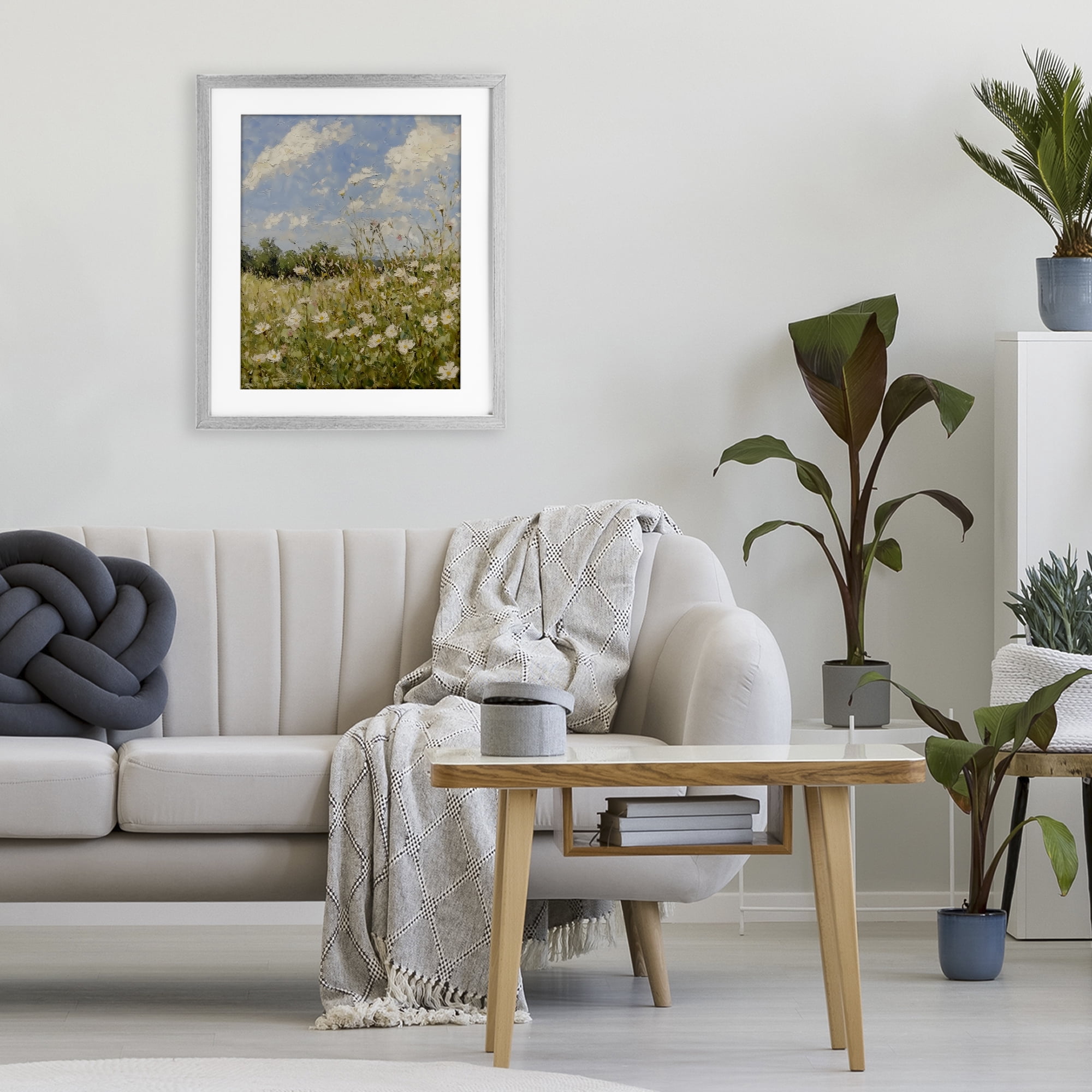 Stupell Industries Wildflower Field Beneath Blue Sky Gray Framed Print Under Glass, design by LSR Design Studio