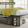 thumbnail image 4 of Queen Bed Frame No Box Spring Needed 18 Inch Heavy Duty Metal Tall Platform Bed Frame California King Size with Large Storage Space, Easy Assembly, Black, 4 of 8