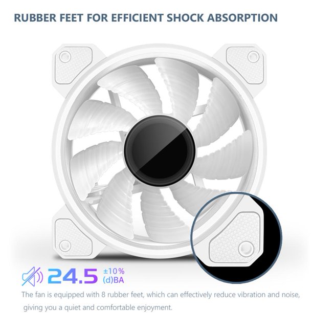 12cm Silent 4Pin PWM 5V 3Pin ARGB Aura Sync Case Cooling Fan White