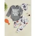 thumbnail image 2 of Suealasg Infant Boys Fall Outfits 6 12 18 Months Long Sleeve Romper + Chicken Print Pants + Hat Set Newborn Baby Boys Casual 3Pcs Farm Clothes, 2 of 8