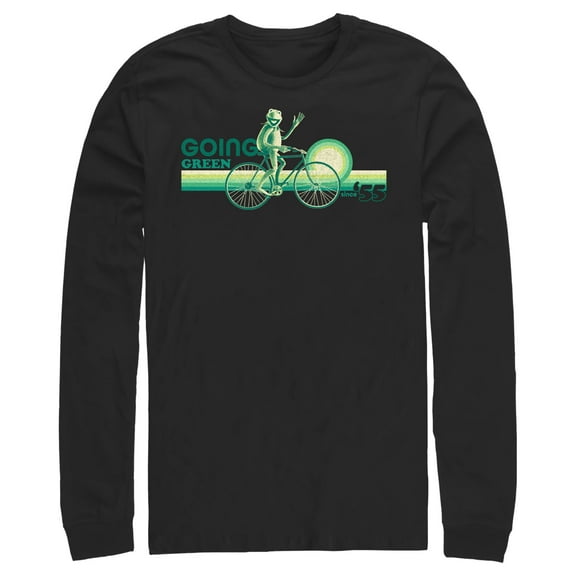 Men's The Muppets Kermit Going Green Long Sleeve Shirt Black Small