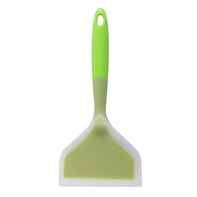 Espátula para pescado de plástico envuelta en silicona, pala para panqueques, volteador plano ancho antiadherente resistente al calor para Pizza de huevo (verde)