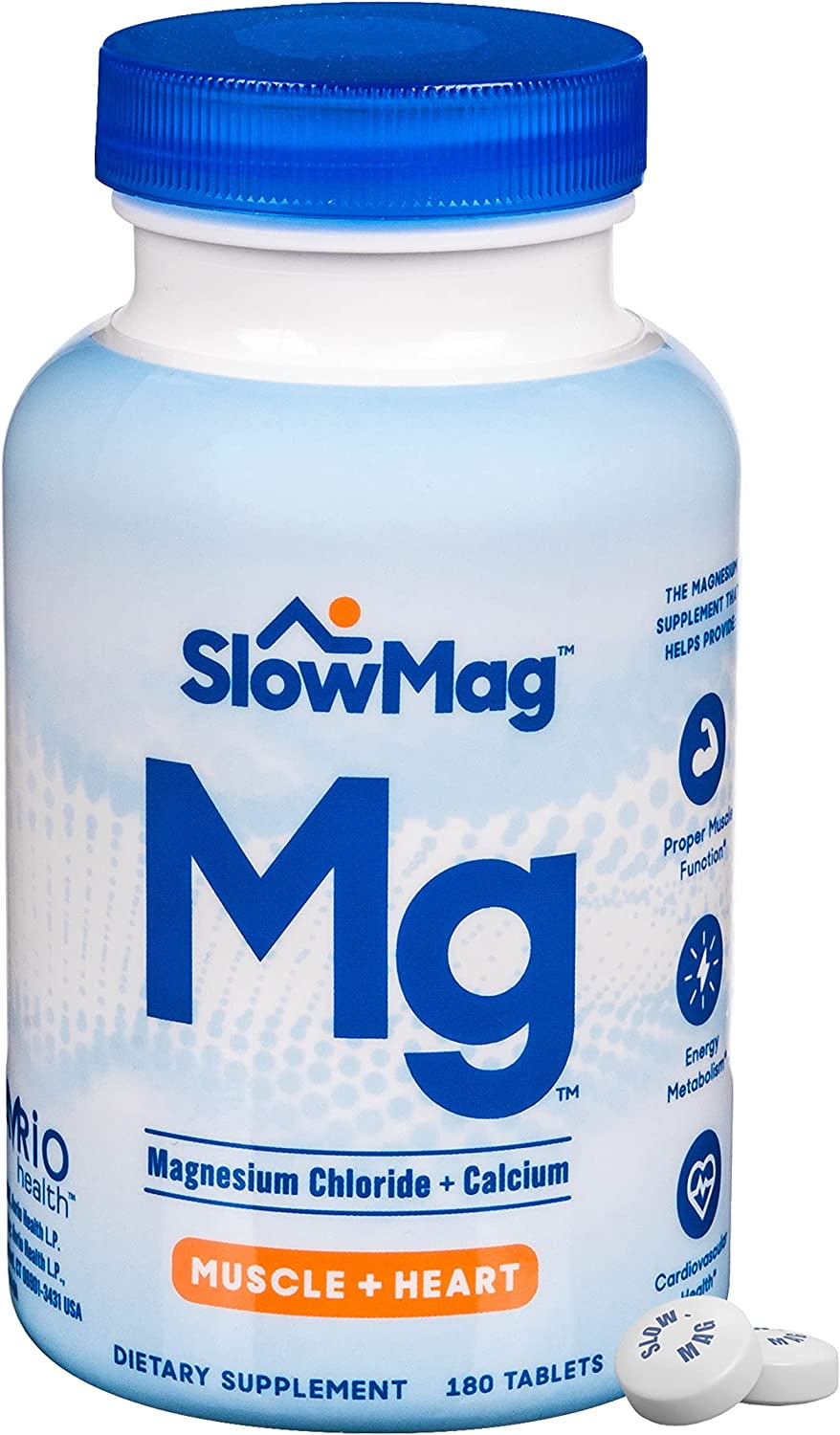 SlowMag Mg Muscle + Heart Magnesium Chloride with Calcium Supplement