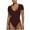 Wine##1, variant on jsaierl Women's Bodysuit Short Sleeve Sexy Basics Versatile Scoop Neck Solid Color Fashion Tight Fitting Cutout Jumpsuit