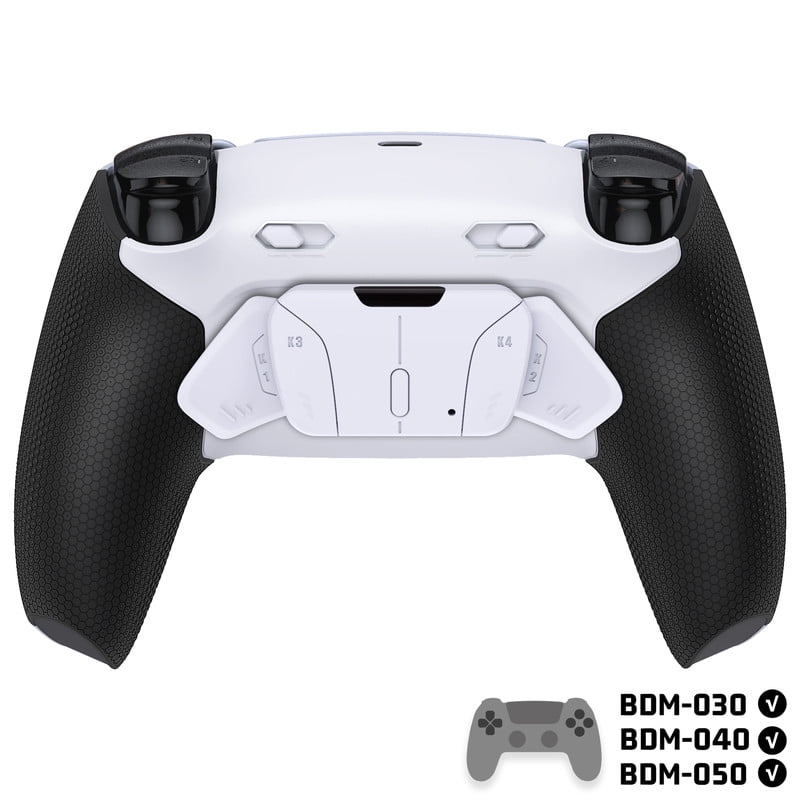 eXtremeRate RISE4 Plus MAX Back Paddles Kit with Clicky Trigger Stops & Rubberized Grip for PS5 Controller BDM-030 040 050, White Remappable Back Buttons Kit for PS5 Controller - White Black