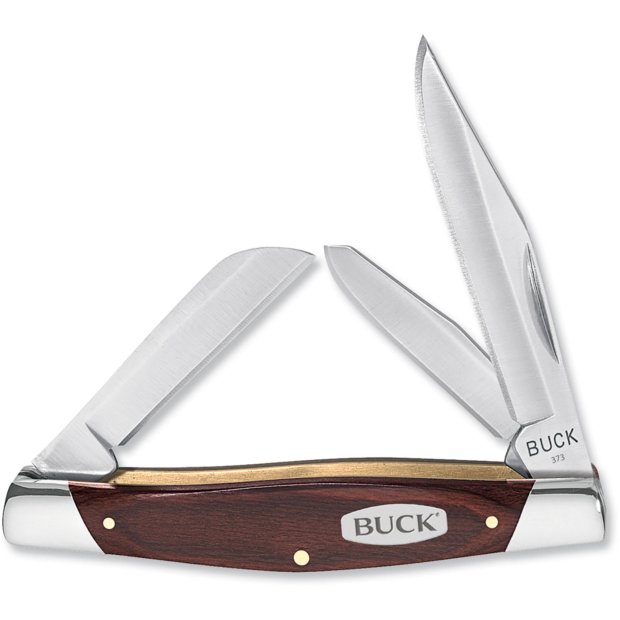 Buck Knives 0373BRSWM1 Trio Folding Pocket Knife, Wood Inlay, Brown
