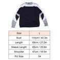 thumbnail image 4 of Spring Autumn Long Sleeve Crewneck Sweatshirt Men Casual Fashionable Color Block Pullover Top Shirt Light Gray and Navy Blue L, 4 of 7