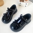 thumbnail image 4 of YunPes Girls Burgundy Shoes Patent Leather Hook and Loop Dress Shoes with Bowknot Kids Chunky Platform Loafers School Uniform Shoes, 4 of 6