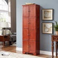 thumbnail image 3 of 72.4" Tall Storage Cabinet with 8 Doors and 4 Shelves, Freestanding Storage Cabinet with Sturdy Base, Bookshelf for Living Room, Kitchen, Dining Room, Office, Cherry, 3 of 9