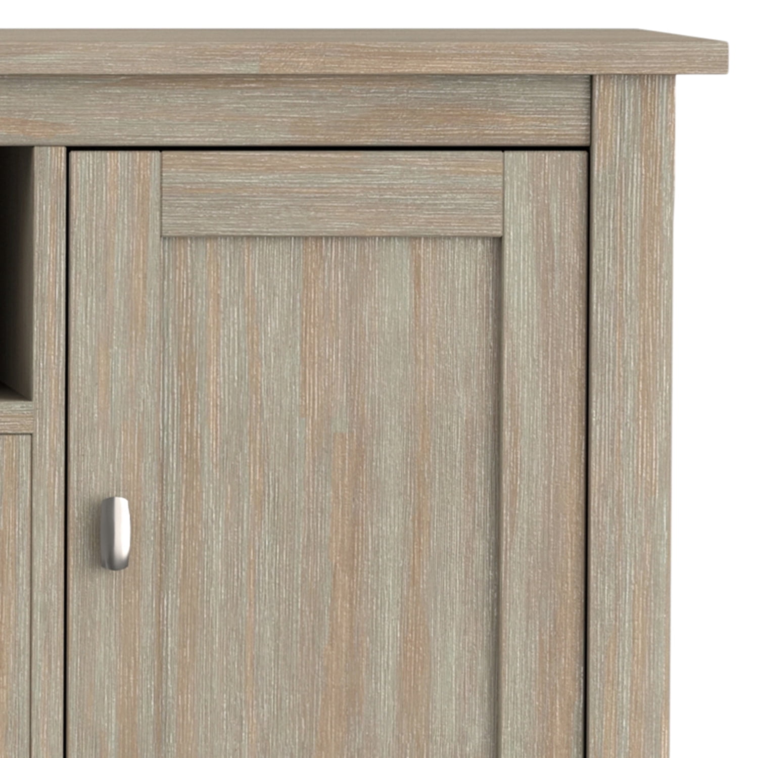 Simpli Home Warm Shaker 72 inch Wide Solid Wood TV Stand in Distressed Grey For TVs up to 80 inches