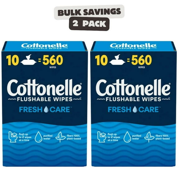 2 x Cottonelle Flushable Wet Wipes, 560 ct each