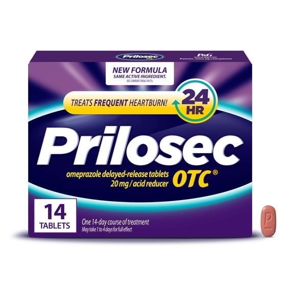 Prilosec OTC Heartburn Relief, Omeprazole, Acid Reducer Tablets, 14 Ct