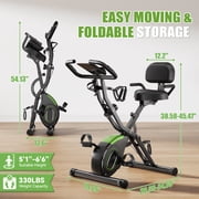Exercise Bike,5 in 1 Foldable Stationary Bike,16 Level Magnetic Resistance,330 LB Capacity,Low Noise Home Office Indoor Cardio Equipment