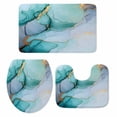 thumbnail image 2 of Marble Texture Bathroom Rugs Set Teal Gold Cracks Abstract Modern Non Slip Absorbent Soft Bath Mats 3 Piece Set with Bathroom Rug, U-Shaped Floor Mat, Toilet Seat Cover Small Size, 2 of 9