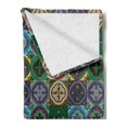 thumbnail image 2 of Colorful Soft Flannel Fleece Throw Blanket, Pattern of Abstract Shapes Inspired by Stained Glass Style Traditional Vibrant, Cozy Plush for Indoor and Outdoor Use, 50" x 60", Multicolor, by Ambesonne, 2 of 5