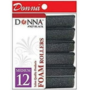 Donna Foam Rollers Medium Black, 12 Count