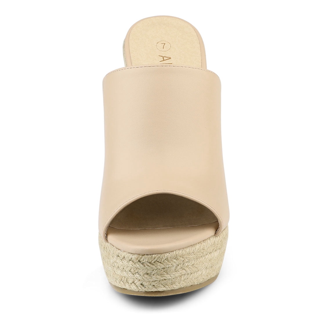 DARING DIVA Women's Slip on Platform Sandals Espadrilles Wedges Slides Mules Beige 8.5