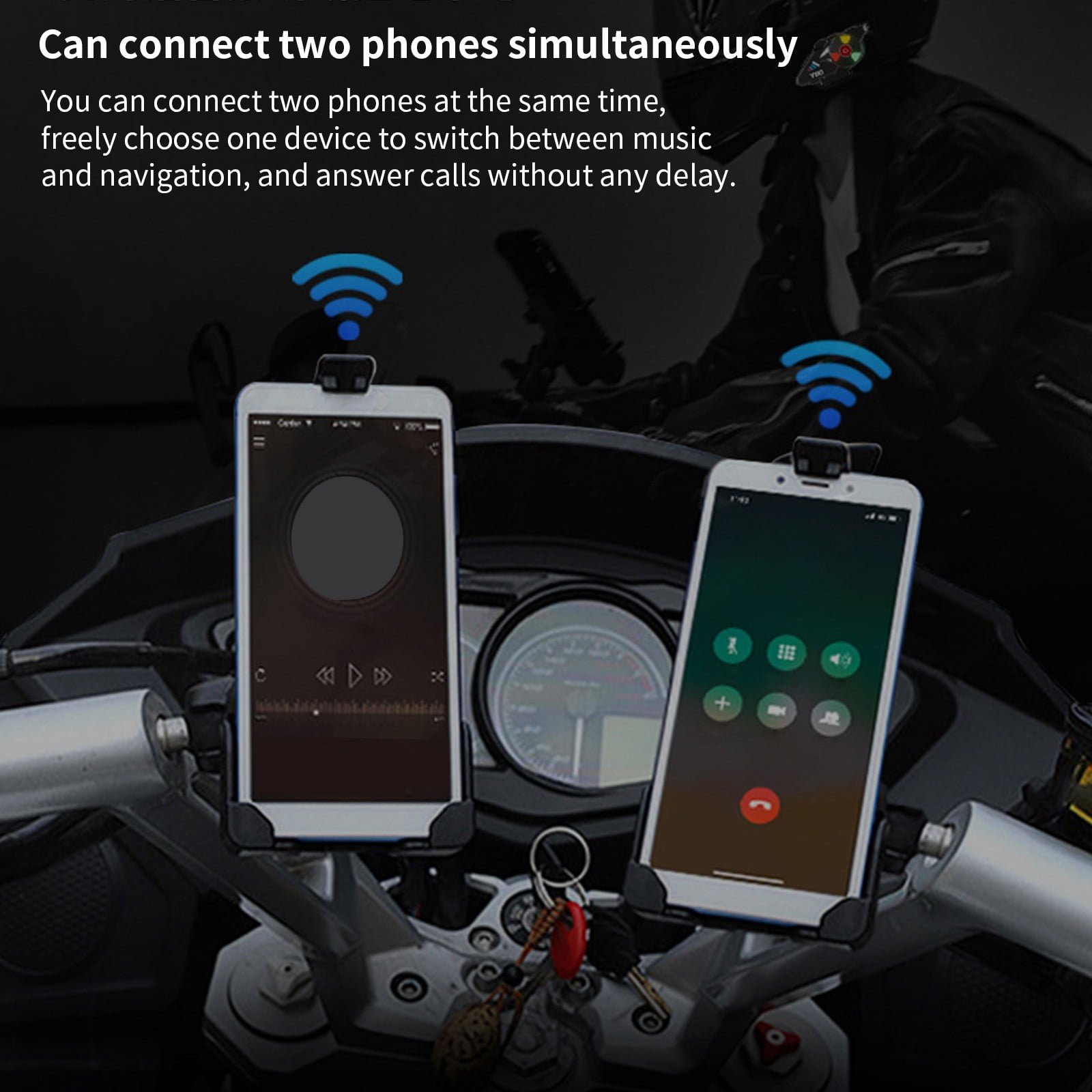 Tarmeek Motorcycle Helmet Bluetooth Headset 5.3, RGB Lighting Waterproof Noise Reduction Intercom System with Hands-Free Calling for All Helmets