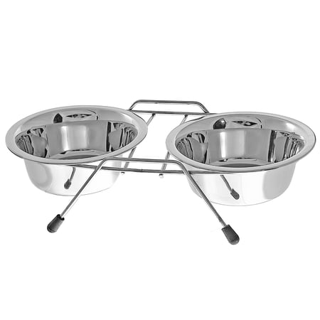 Masion Concepts Stainless Steel Double Pet Bowl With Stand Silver Stainless Steel 20.25 L x 14 W x 8.25 H