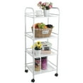 thumbnail image 2 of Stoneway 4-Tier Rolling Cart Gap Kitchen Slim Slide Out Storage Tower Rack with Wheels,4 Baskets,Cupboard, 2 of 10
