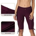 thumbnail image 3 of Women High Rise Swim Shorts Lace Up Long Board Shorts Swimsuit Bottoms Swim Capris, 3 of 6