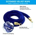 thumbnail image 3 of Uxcell 8 Feet Blue Velvet Stanchion Rope Crowd Control Barrier Rope with Snap Hooks, Golden 2 Pack, 3 of 6
