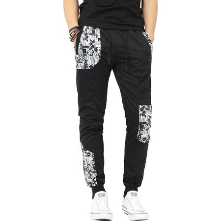 Fleece Mens Pants - Mens Jogger Pants with Pattern Fleece Comfort Active Sweatpants