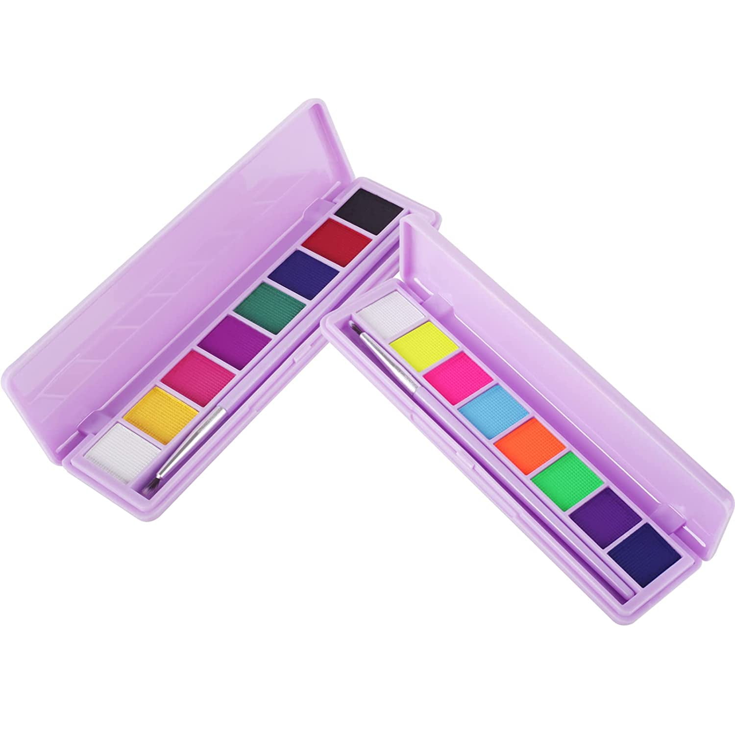  Water Activated Eyeliner Palette with Pressed Chunky Neon  Glitter , Water Activated Face Body Paint UV Glow in the Dark Black light,  Water Based Graphic Hydra Eyeliners with Cute Fruit