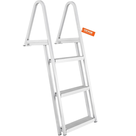 VEVOR Dock Ladder, Removable 3 Steps, 350 lbs Load Capacity, Aluminum Alloy Pontoon Boat Ladder with 4'' Wide Step & Nonslip Mat, Easy to Install for Ship/Lake/Pool/Marine Boarding