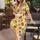 thumbnail image 3 of Easygdp Pineapples Sharks In Hawaiian para Vestido Transpirable de Mujer, Vestido Suelto de Manga Corta con Pliegues y Bolsillos para el Verano, 3 of 6